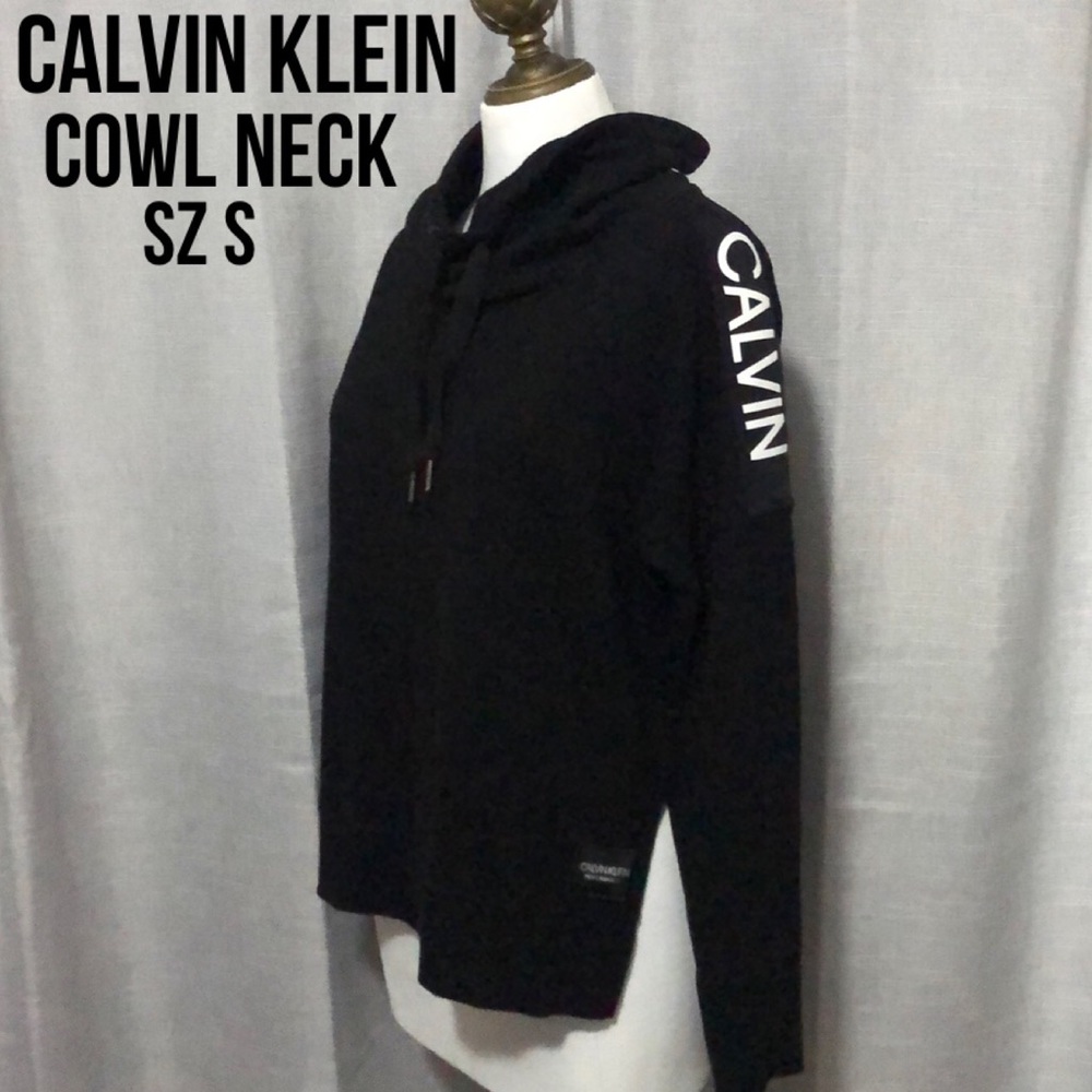Calvin Klein Performance Line Cowl Neck Sweatshirt-Sz s-Black-Cotton Blend-EUC